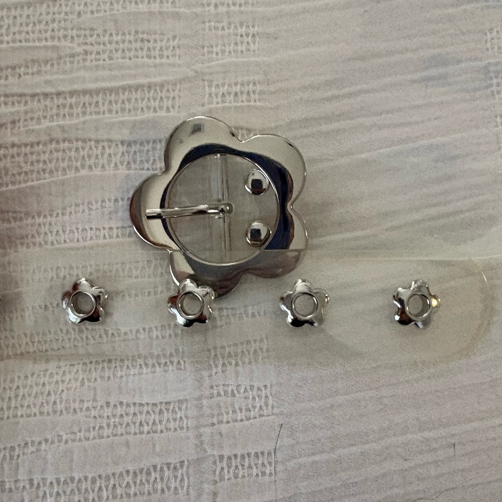 Clear Floral Buckle Women's Belt with Silver Studs - Picture 3 of 3